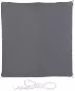 Relaxdays Sonnensegel quadratisch mit Spannseilen 3 x 3 m grau