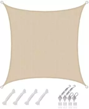 Amanka Sonnensegel Quadratisch 2x2m Atmungsaktiv HDPE Beige (17004)