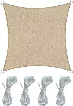 Rebecca Mobili Sonnensegel quadratisch 3 x 3 m aus beigem Polyethylen