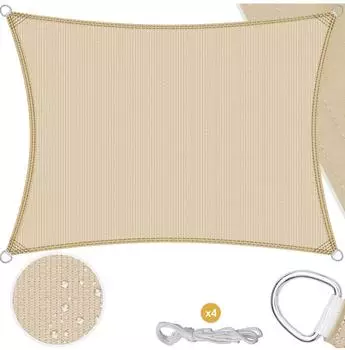 Kesser Sonnensegel Rechteck, HDPE, wasserabweisend, creme, 2x4m