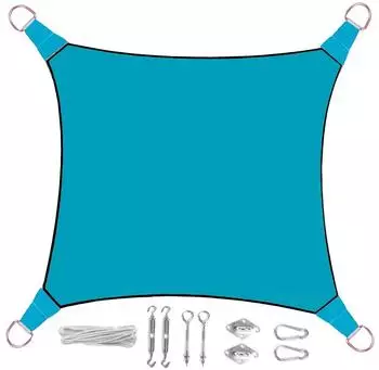 Perel Sonnensegel quadratisch, blau, 3,6m mit Ösen (GSSet4360BL-OE)