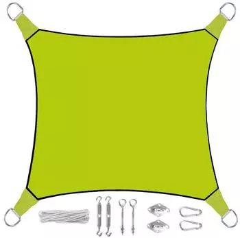Perel Sonnensegel quadratisch, grün, 3,6m, mit Ösen (GSSet4360LG-OE)