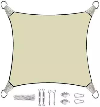 Perel Sonnensegel quadratisch 360x360cm creme mit Ösen (GSSet4360-OE)