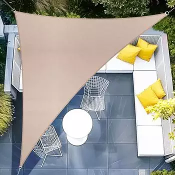 LuxusKollektion Sonnensegel dreieckig 3x3x4,25m wasserdicht 95% UV-Schutz, taupe