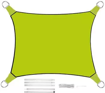 Perel Sonnensegel rechteckig 2x3m grün mit Stangenset (GSS43set20LG-S)
