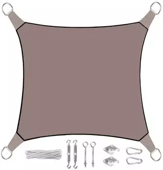 Perel Sonnensegel quadratisch 360x360cm braun mit Ösen (GSSet4360TA-OE)