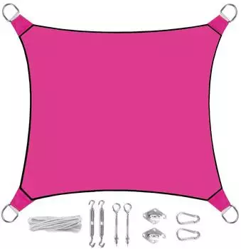 Perel Sonnensegel quadratisch, pink, 3,6m mit Ösen (GSSet4360FU-OE)