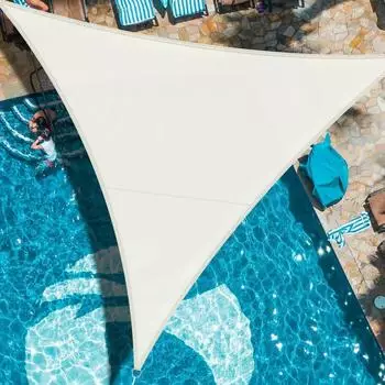 LuxusKollektion Sonnensegel dreieckig, PES, cremewei&szlig;, 3x3x3m, wasserdicht, UV-Schutz