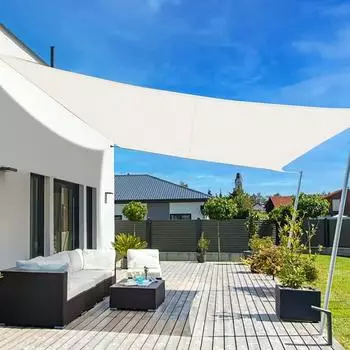 LuxusKollektion Sonnensegel rechteckig 4x5m cremewei&szlig; wasserdicht UV 95% PES
