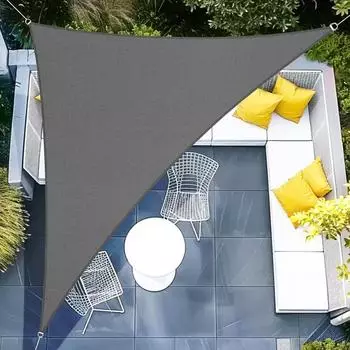 LuxusKollektion Sonnensegel dreieckig 5x5x7m anthrazit, wasserdicht, 95% UV-Schutz