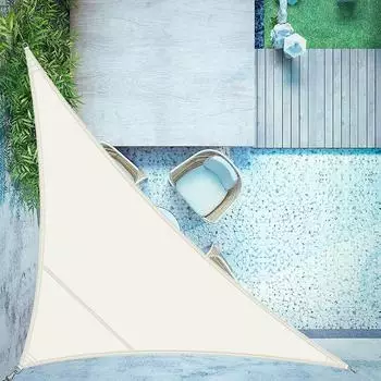 Love Story Sonnensegel dreieckig, cremewei&szlig;, 5x5x7m, PES Polyester, 95% UV-Schutz, wasserdicht