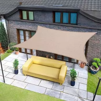 LuxusKollektion Sonnensegel rechteckig 4x5m wasserdicht 95% UV-Schutz, taupe