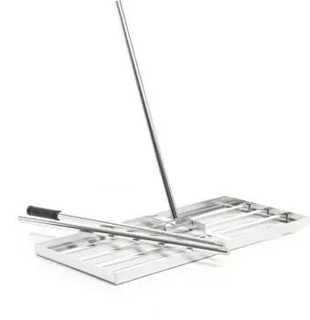 Wiltec Edelstahl Rasenrakel mit Stiel Größe XL