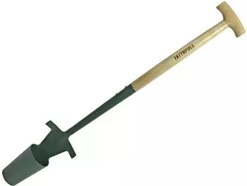Faithfull Countryman Langstiel-Zwiebelsetzer, geschmiedeter Carbonstahl, FSC Esche T-Griff (FAICOUBULB)
