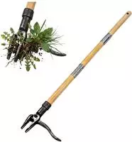 Relaxdays Unkrautstecher Mit Langem Stiel, 110 Cm, Fu&szlig;tritt, Bambus, Eisen, Unkraut