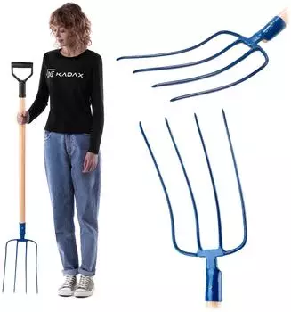 Kadax Heugabel Stahl, Holzstiel, 4 Zinken (K3471)