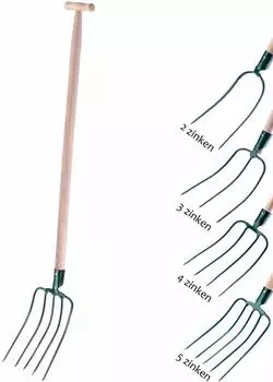 Kadax Gartenforke 5 Zinken, langer Holzstiel, T-Griff (K733)