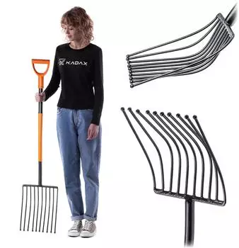 Kadax Kartoffelgabel Stahl 10 Zinken, schwarz/orange (K4211)