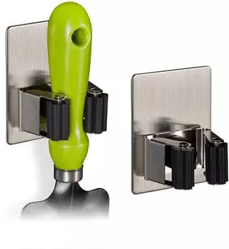 Relaxdays Ger&auml;tehalter 2er Set, selbstklebend, Edelstahl, silber (10030742)