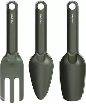 Fiskars Urban Plant Care Gartenhandwerkzeug-Set, 3-teilig, Edelstahl, olivgr&uuml;n (1080777)