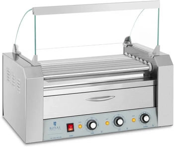Royal Catering Hot Dog Grill - 7 Rollen - W&auml;rmeschublade - Edelstahl RC-RG7DC