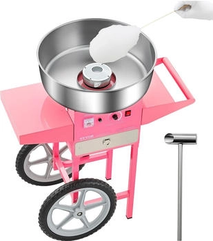 VEVOR Kommerzielle Zuckerwattemaschine mit Wagen Zuckerwattegeräte 1kW Rosa