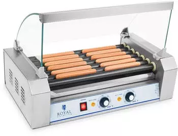Royal Catering Hot Dog Grill Hot Dog Gerät Würstchengrill 7 Rollen 1400 W 12 Würstchen - Weiß, Schwarz, Silbern