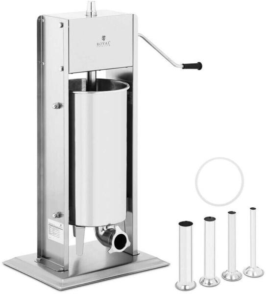 Royal Catering Wurstfüller Edelstahl 7 Liter - Professionelle Wurstmaschine Mit 4 Füllrohren