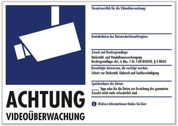 Pentatech Warnaufkleber Video&uuml;berwachung (B x H) 210mm x 148mm (40205)