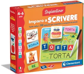Clementoni Sapientino Lerne Karten Alphabet und abwischbare Tafel, Lernen zu schreiben, Lernspiel (Italienisch)