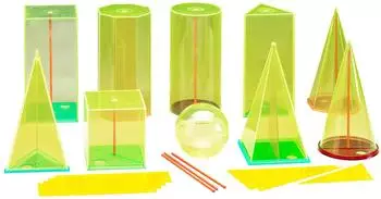 Wissner Geometrische K&ouml;rper Set 15cm, 10 Geok&ouml;rper mit Schnitten und Mittelachsen (039510.000)