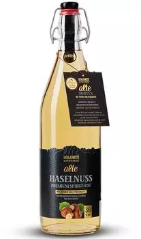 Dolomiti Alte Haselnuss Holzfass Bügelflasche 1l 36%