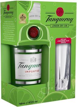 Tanqueray London Dry Gin 0,7l 47,3% mit Longdrinkglas