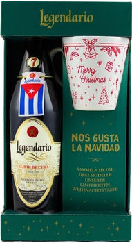 Legendario Elixir de Cuba 0,7l 34% Weihnachtsbecher Geschenkset