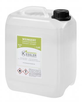 Brennerei Kessler Weingeist Trinkalkohol (Ethanol), Primasprit, unvergällt 96,4% 5l