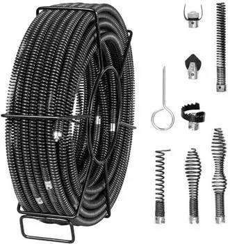 VEVOR Rohrreinigungskabel 30m x 16mm, 7 Schneider, Rohre 20-100mm (100Ft Drain Cleaning Cable)