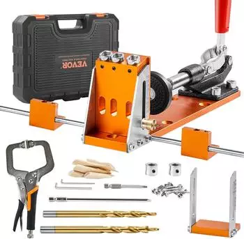 VEVOR Pocket Hole Jig Kit Dreitaschenloch Bohrlehre f&uuml;r Holzbearbeitung (XRS040)