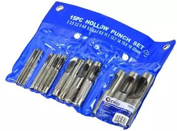 Geko Lederlocher-Set 15-teilig, 2-22mm (G01822)