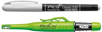 Pica Permanent Marker wei&szlig; + Dry Tieflochmarker Graphit, 2-teilig (Permanent Marker White & Pica-Dry)