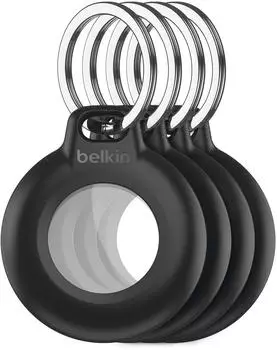 Belkin Secure Holder Schl&uuml;sselanh&auml;nger f&uuml;r Apple AirTag, wasserfest, schwarz, 4er-Pack (MSC015BTBK)
