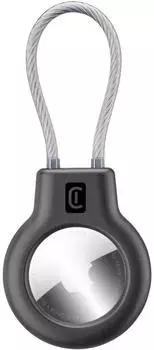 Cellular Line Safe Grip Anhänger mit Drahtseil für AirTag & Tracy Tag, schwarz