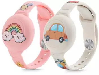 Tech-Protect Smooth AirTag Armband für Kinder, Silikon, 2er-Pack, mehrfarbig