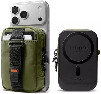 Spigen TinTap Zip MagFit Wallet-Tasche MagSafe, RFID Blocking, olivgrün (AFA10227)