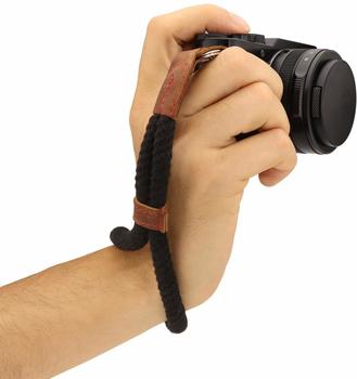 MegaGear Baumwollkamera Handgelenkschlaufe Komfortpolsterung, Sicherheit für alle Kamera |Klein 23cm/9inc| (schwarz)