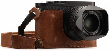 MegaGear MG1401 Leica Q-P, Q (Typ 116) Ever Ready Echtleder Kamera-Halbtasche mit Trageriemen - Braun