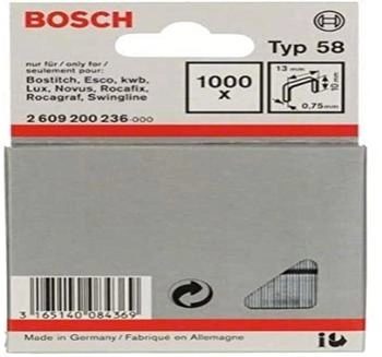 Bosch Feindrahtklammer Typ 58, 13 x 0,75 x 10 mm, 1000er-Pack (2609200236)