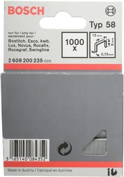 Bosch Feindrahtklammer Typ 58, 13 x 0,75 x 8 mm, 1000er-Pack (2609200235)