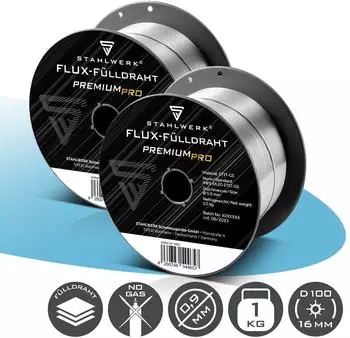 Stahlwerk Fülldraht FLUX E71T-GS 0,9mm, 1kg D100-Spule, 2er-Set (5511)