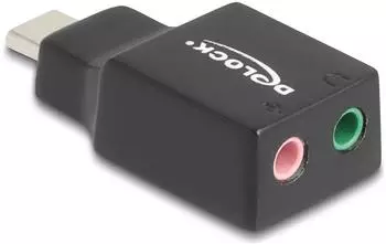 DeLock USB-C Soundkarte 2x 3,5mm Klinke, Plug & Play (67128)