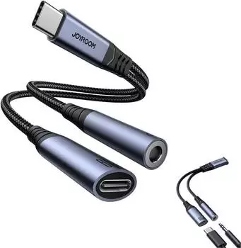 Joyroom SY-C02 2-in-1 Audio-Adapter USB-C auf USB-C & 3,5mm DAC, schwarz (SY-C02)